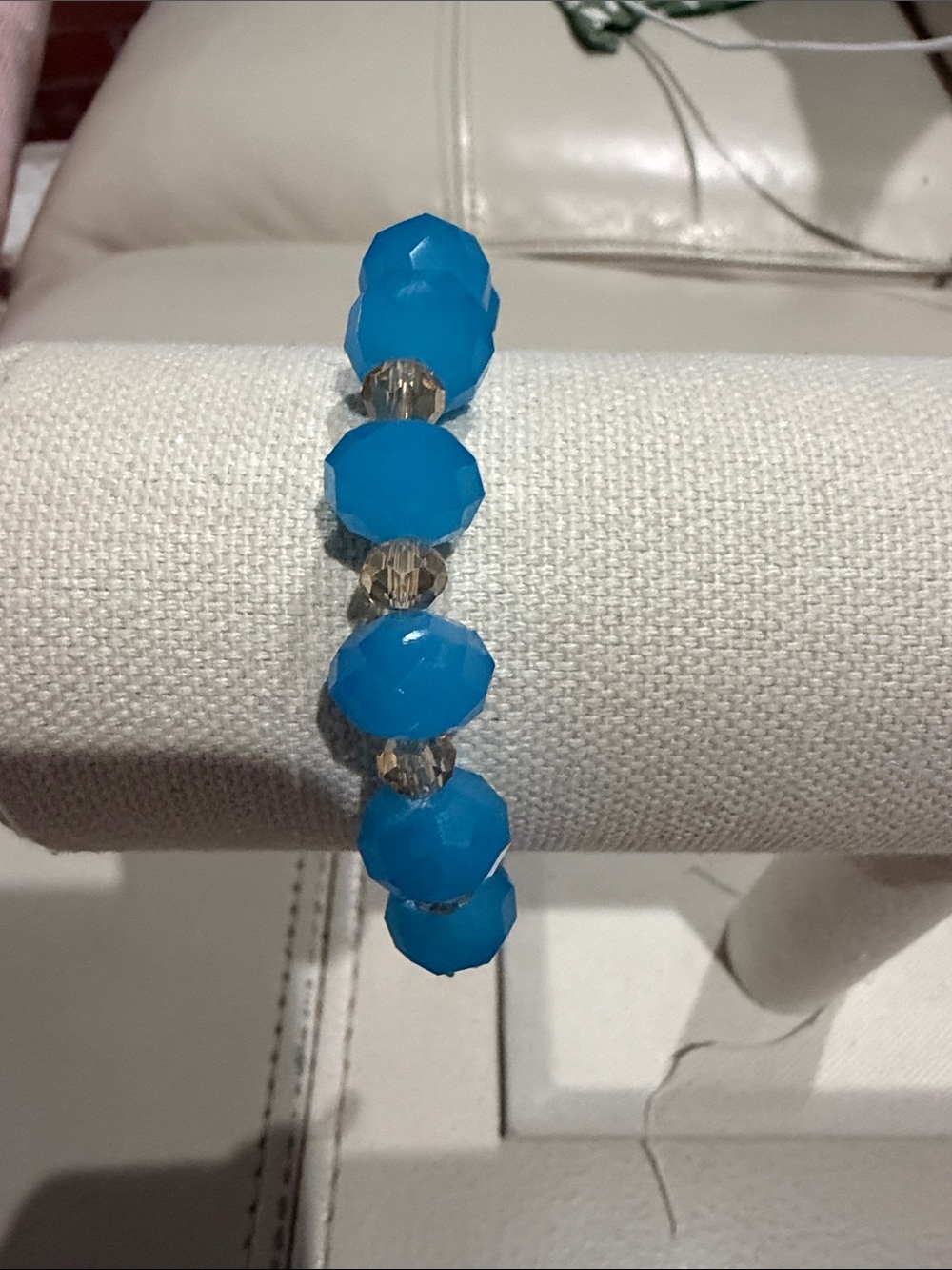 Bright Blue glass beaded bracelet